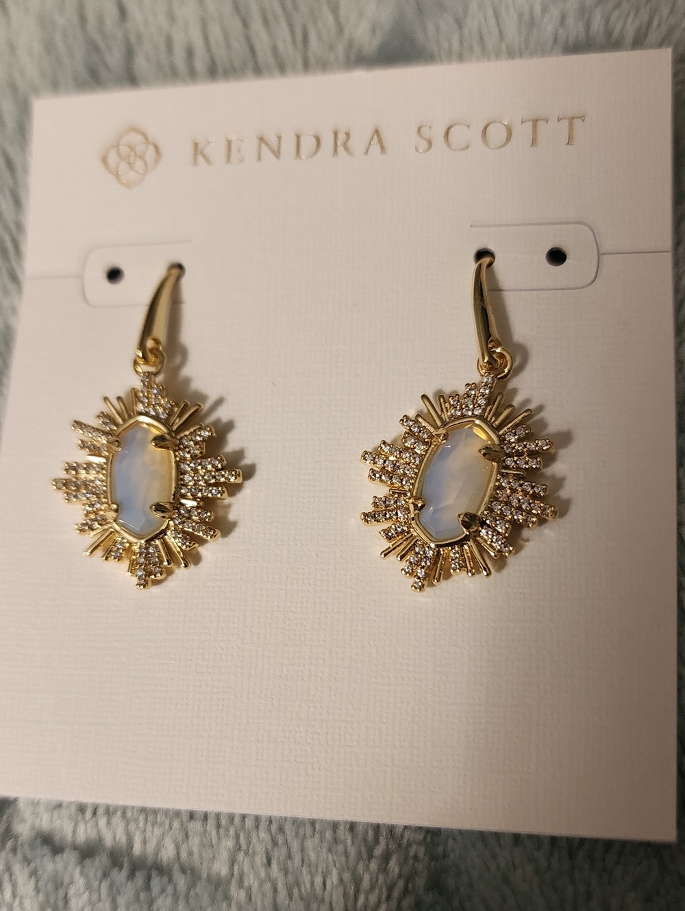 14k Gold Opalescent ☀️"Grayson Sunburst"☀️Drop Hook Earrings Kendra Scott NEW!